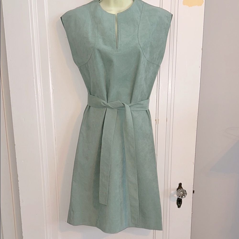 Vintage early 70s Abe‎ Schrader Mint Green Ultra Suede Sleeveless Dress